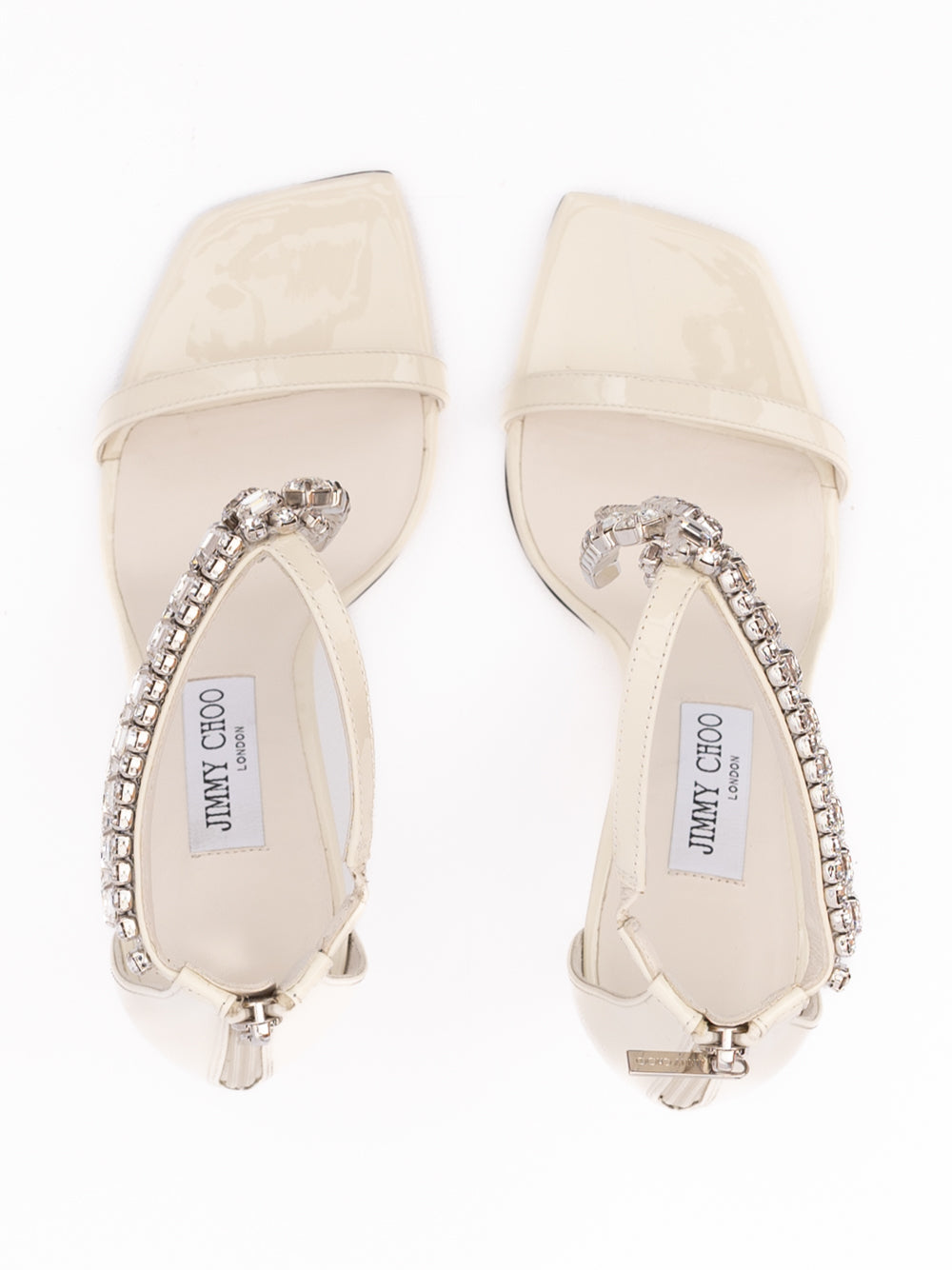 Jimmy Choo White Patent Leather Verity 100 Sandals