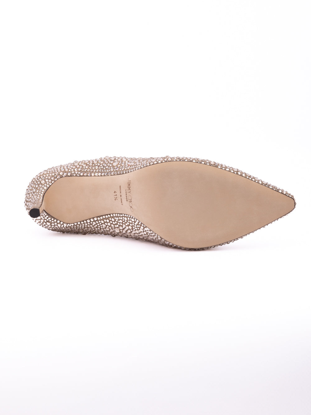 Jimmy Choo Honey Gold Shimmer Suede Crystals Romy 85 pumps