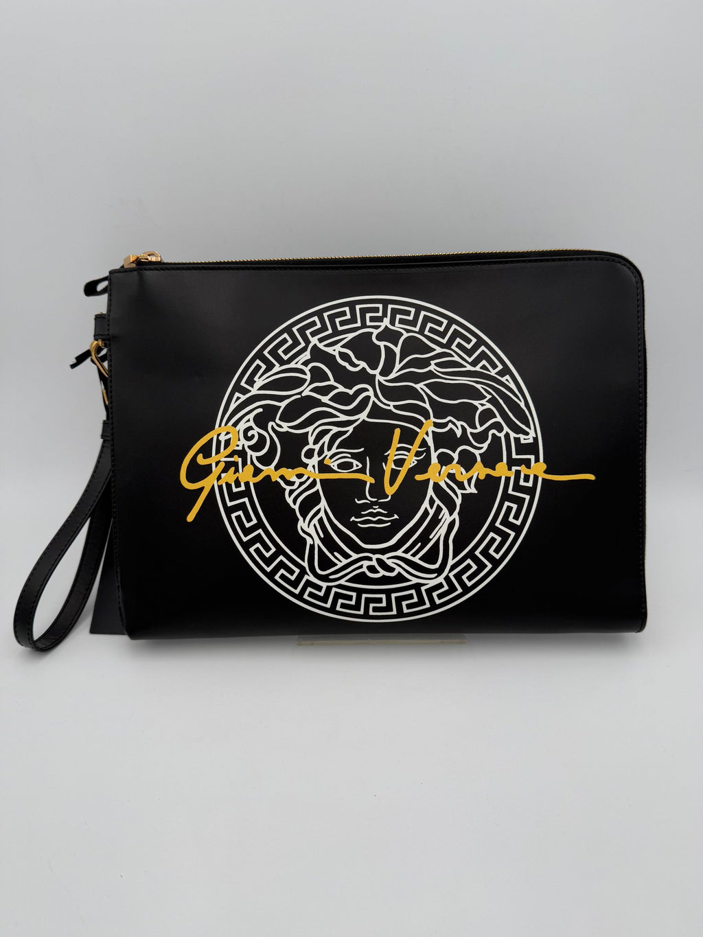 Versace VERSACE LA MEDUSA Signature Leather Clutch