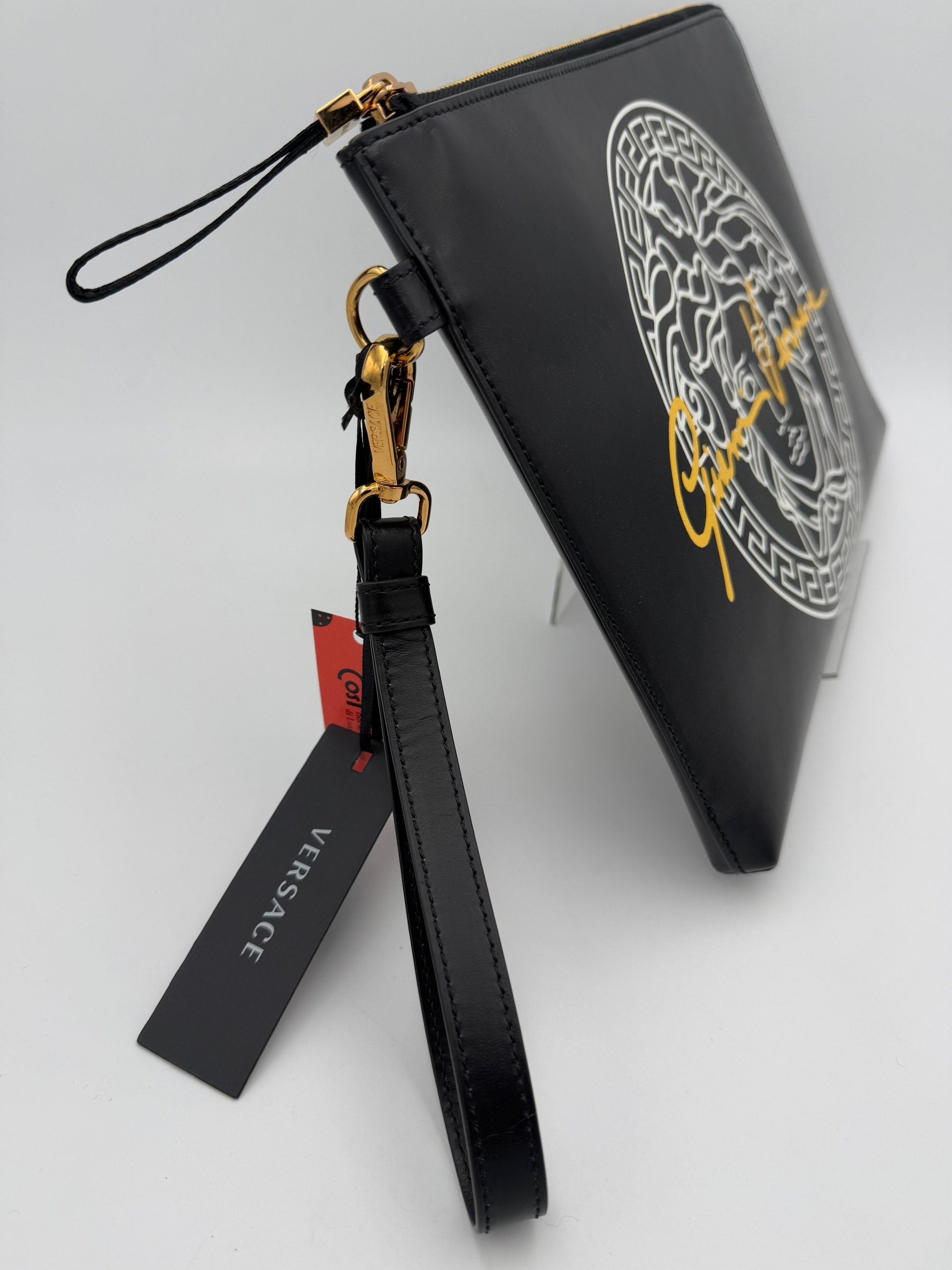 Versace VERSACE LA MEDUSA Signature Leather Clutch