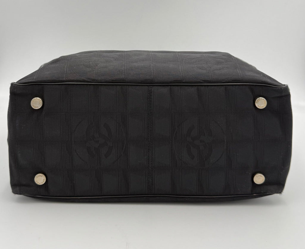 Chanel CHANEL Shopping Black Leather and Fabric Tote Bag