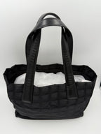 Chanel CHANEL Shopping Black Leather and Fabric Tote Bag