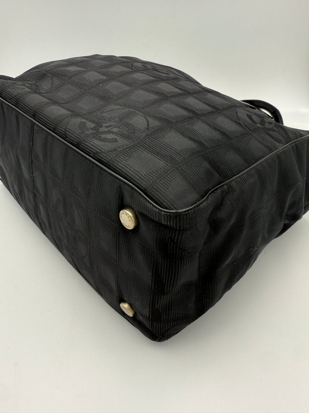 Chanel CHANEL Shopping Black Leather and Fabric Tote Bag