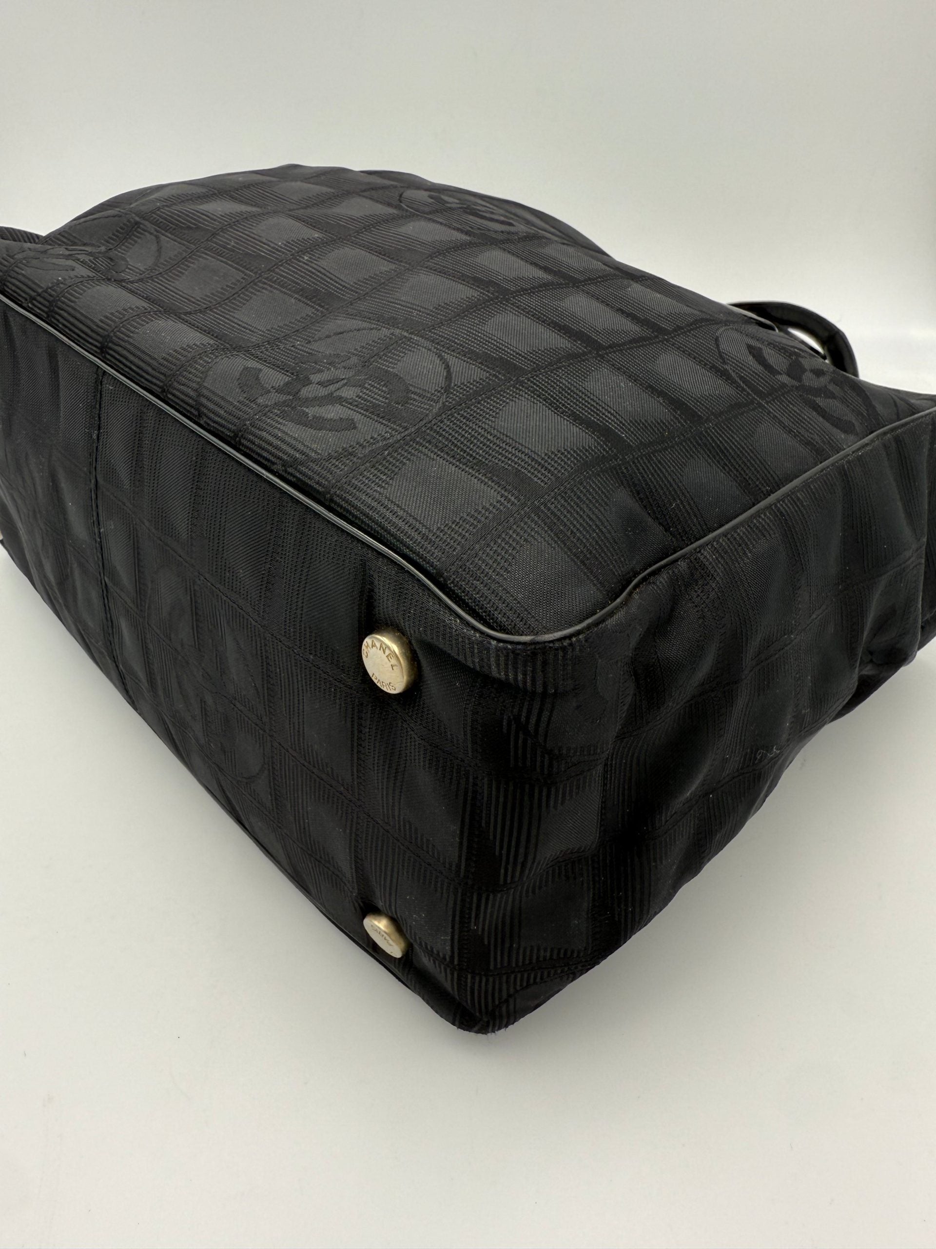 Chanel CHANEL Shopping Black Leather and Fabric Tote Bag