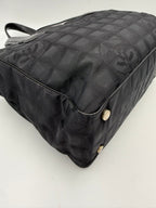 Chanel CHANEL Shopping Black Leather and Fabric Tote Bag