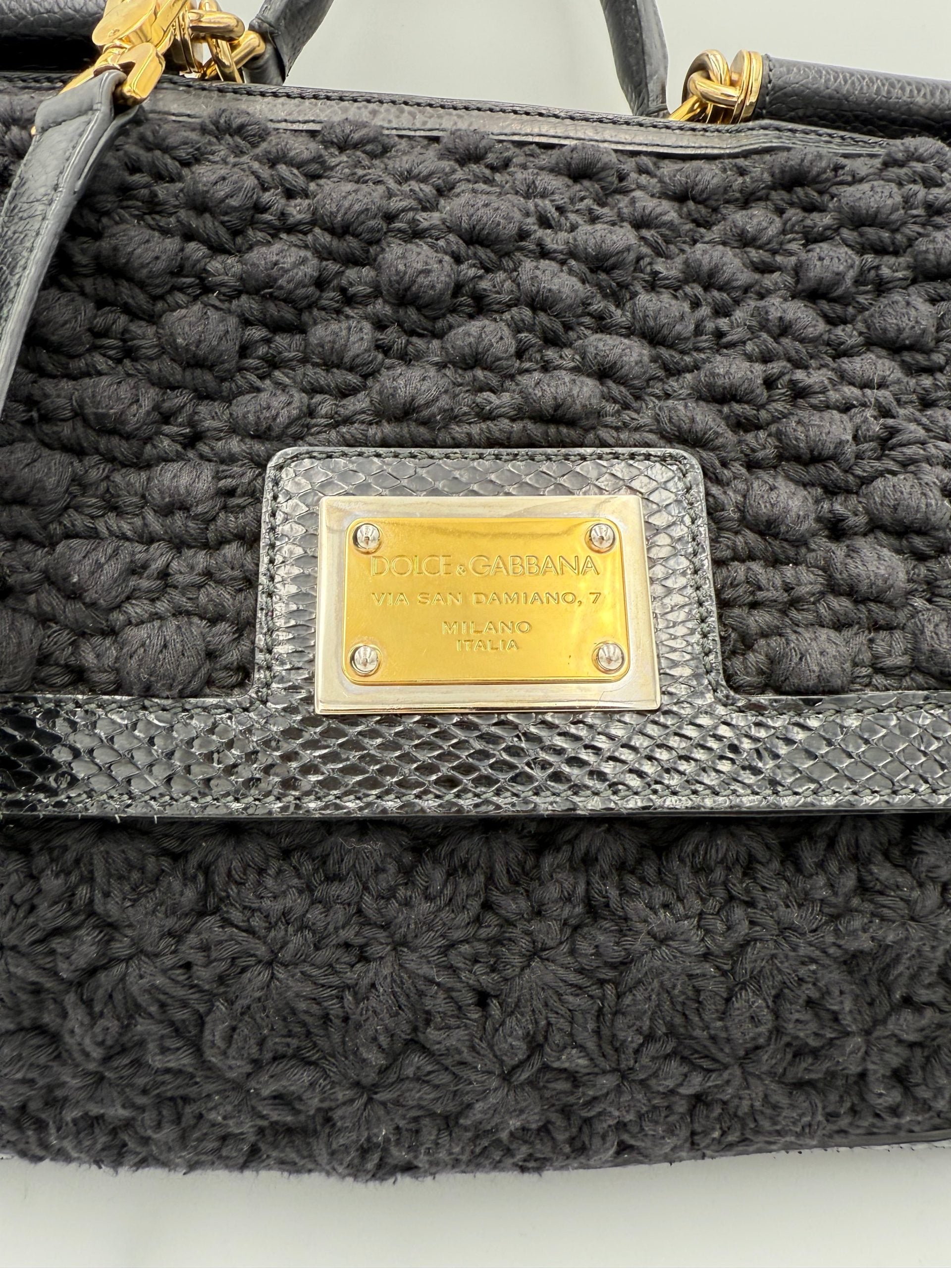 Dolce & Gabbana DOLCE & GABBANA Sicily Python and Macramé Handbag