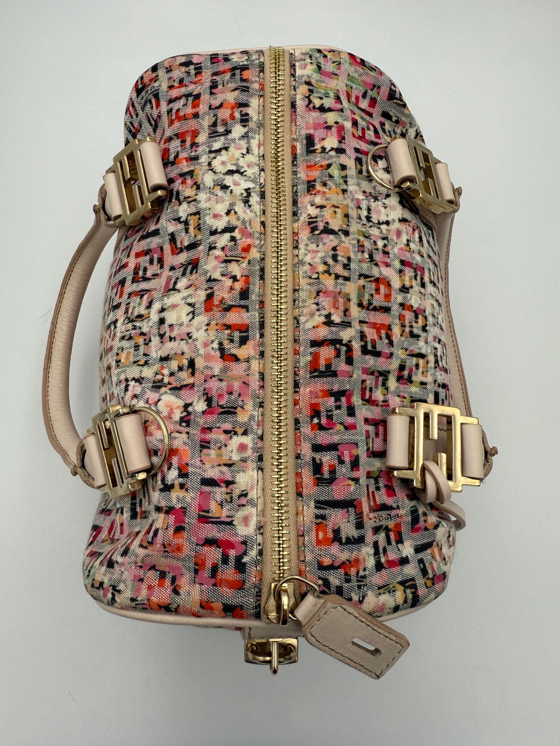 Fendi FENDI Bauletto FF Fabric Flowers Handbag