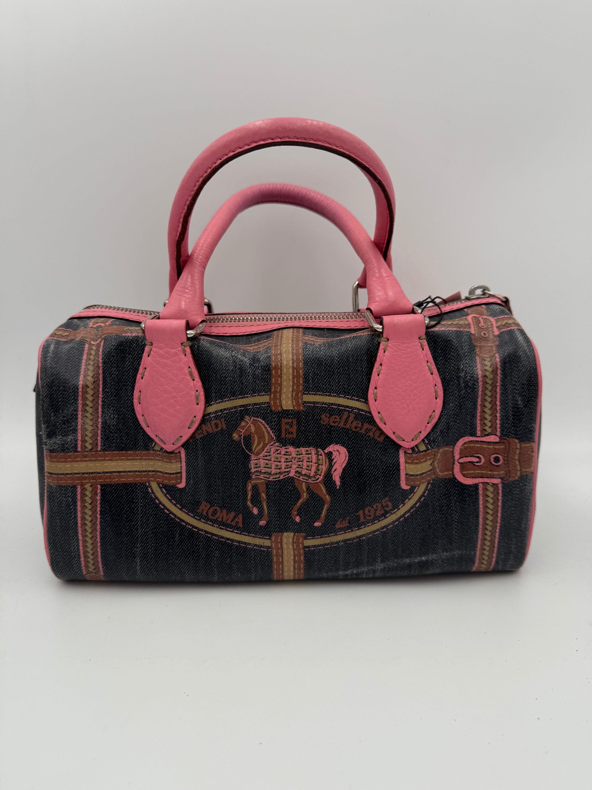 Fendi FENDI Bauletto Canvas Print Selleria Handbag