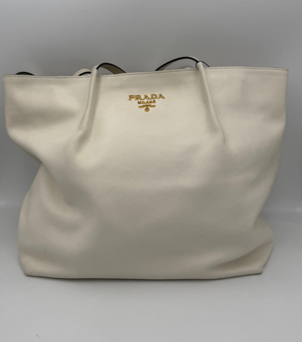 Prada PRADA SHOPPING White Leather Handbag