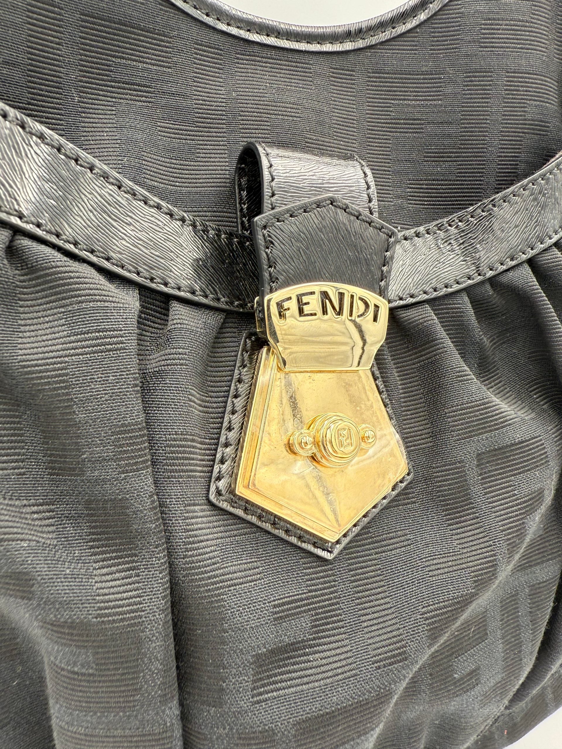 Fendi FENDI Hobo FF Zucca Black Shoulder Bag