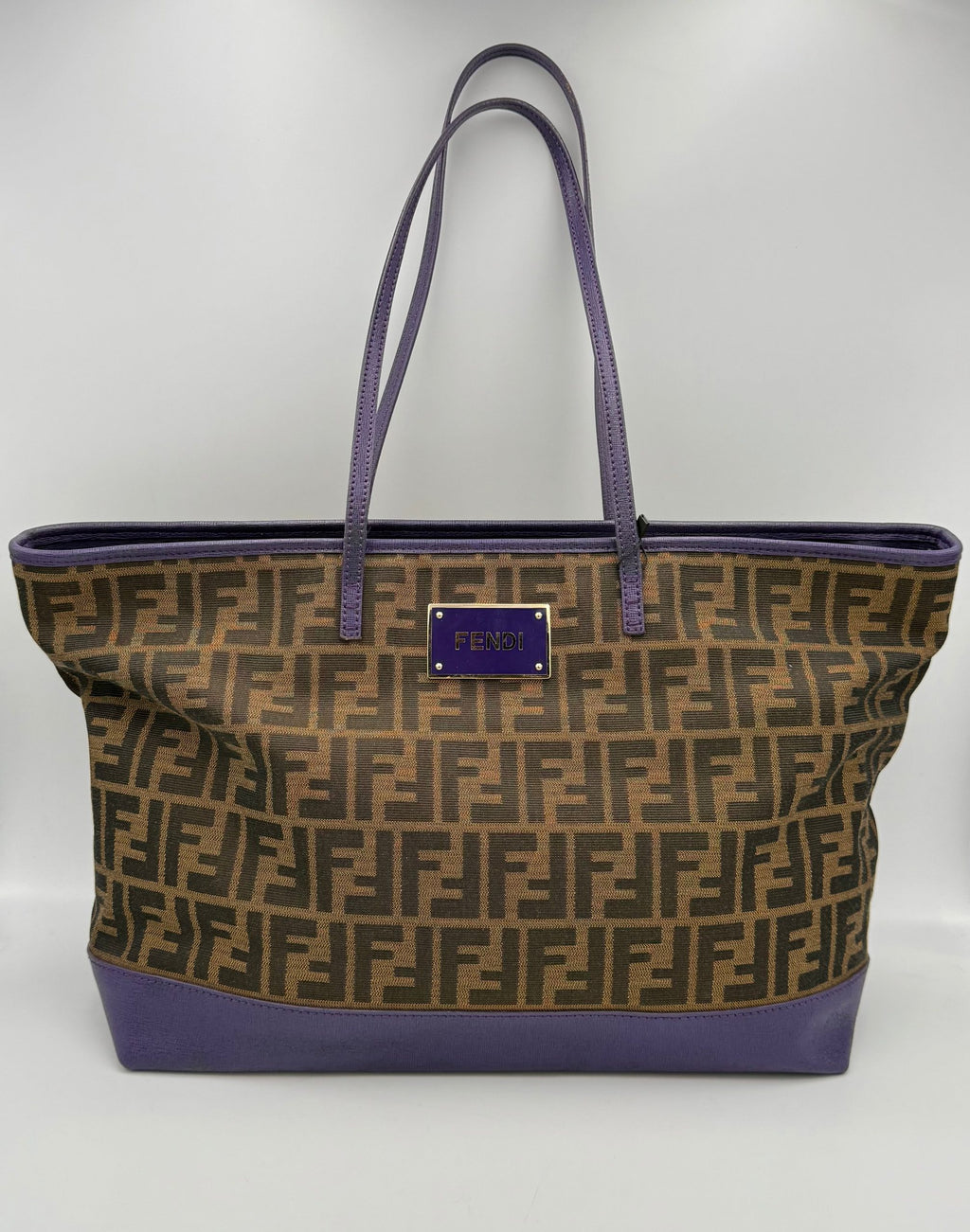 Fendi FENDI Roll FF Zucca and Purple Leather Bag