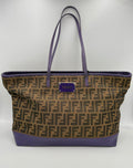 Fendi FENDI Roll FF Zucca and Purple Leather Bag