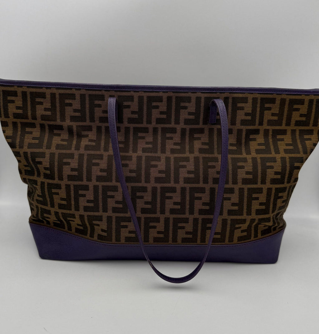 Fendi FENDI Roll FF Zucca and Purple Leather Bag