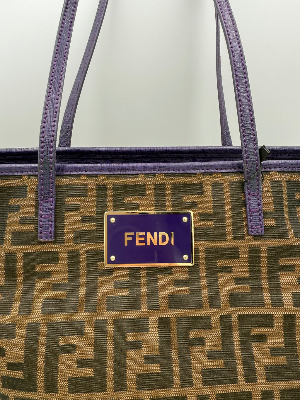 Fendi FENDI Roll FF Zucca and Purple Leather Bag