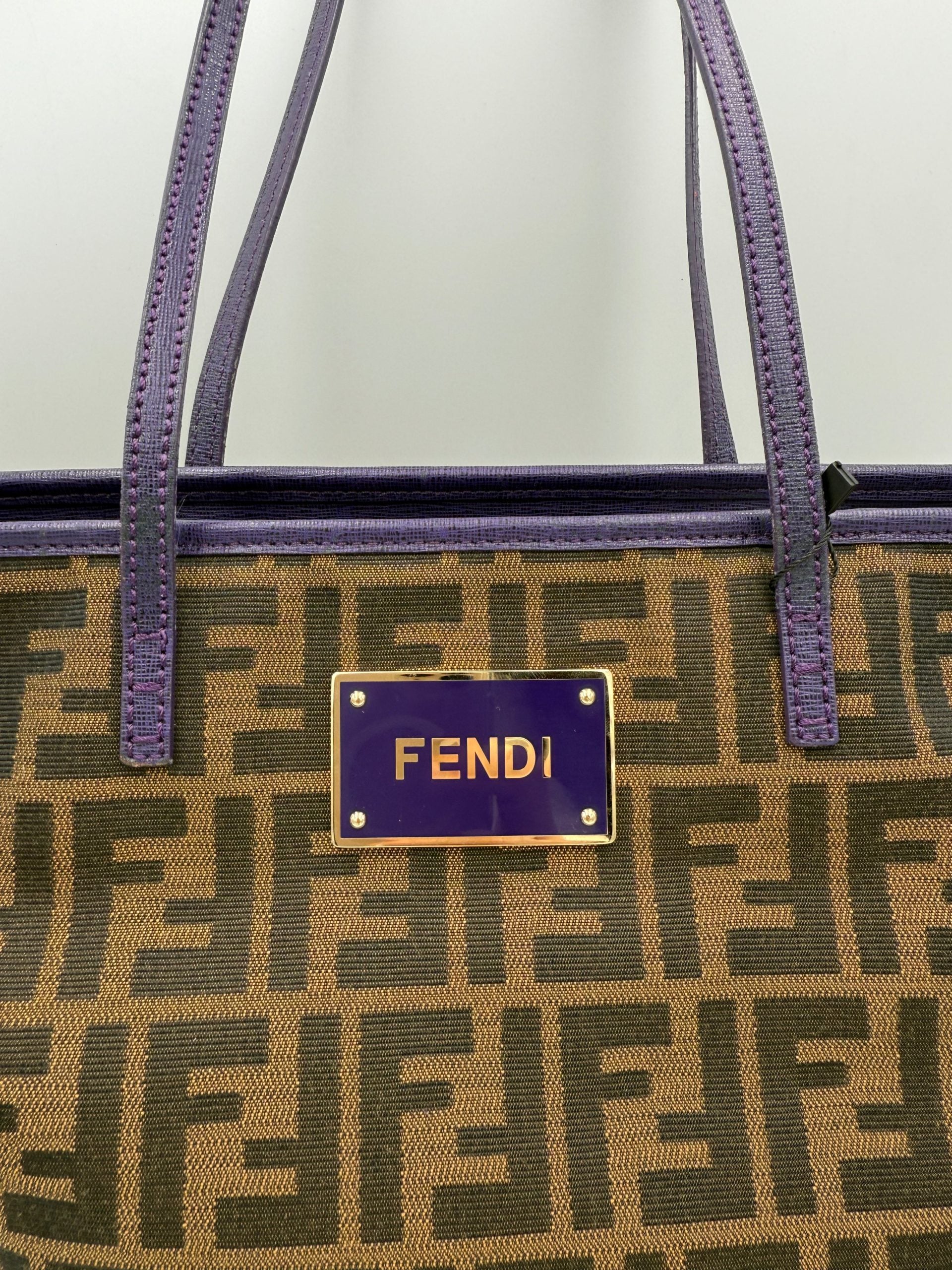 Fendi FENDI Roll FF Zucca and Purple Leather Bag