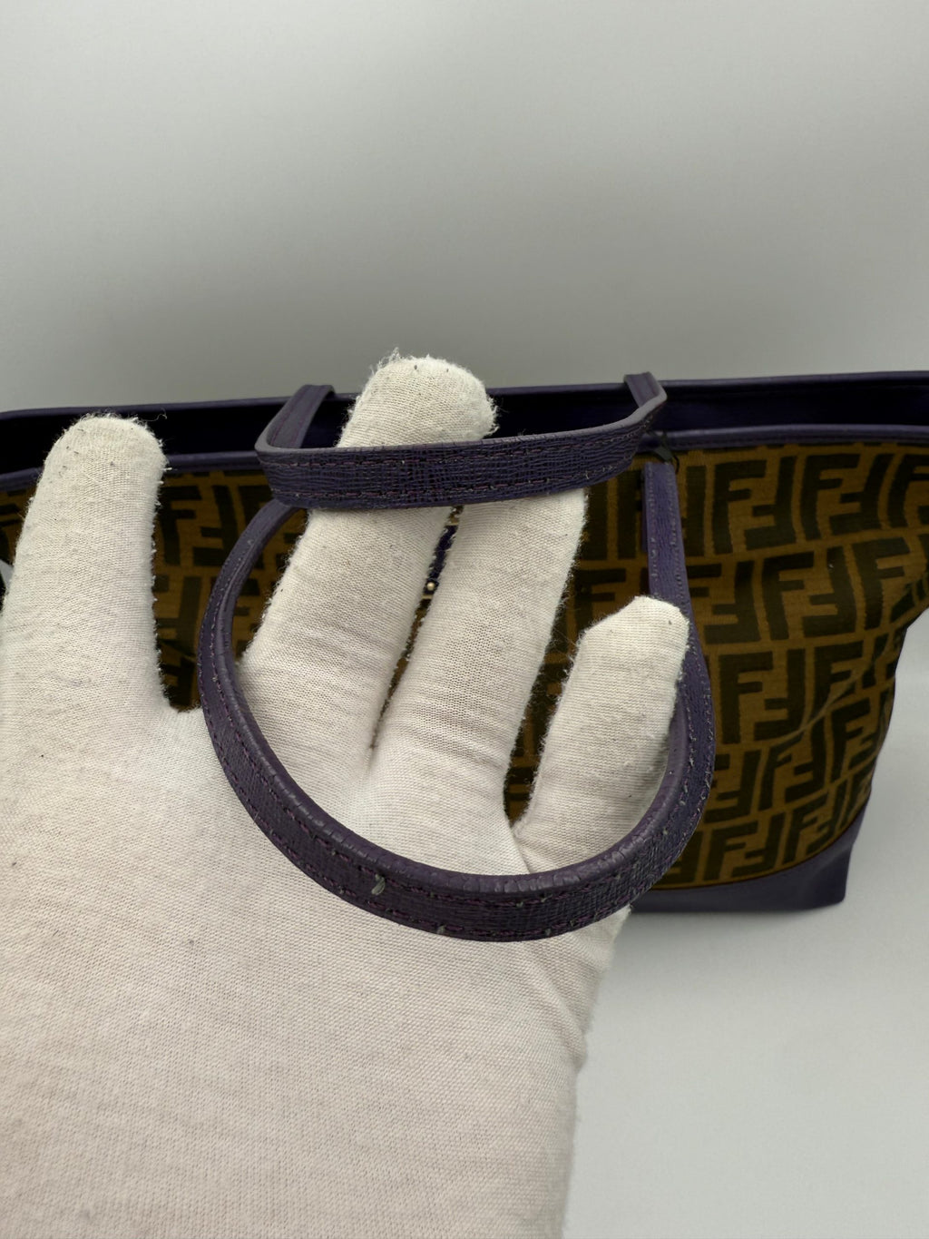 Fendi FENDI Roll FF Zucca and Purple Leather Bag