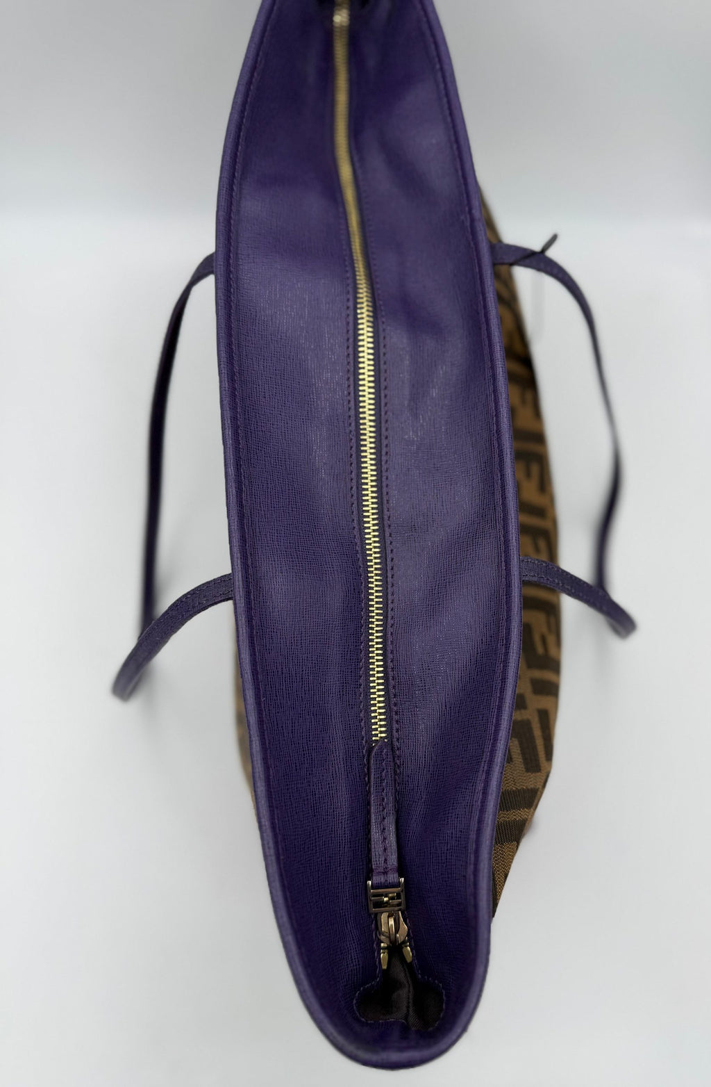 Fendi FENDI Roll FF Zucca and Purple Leather Bag
