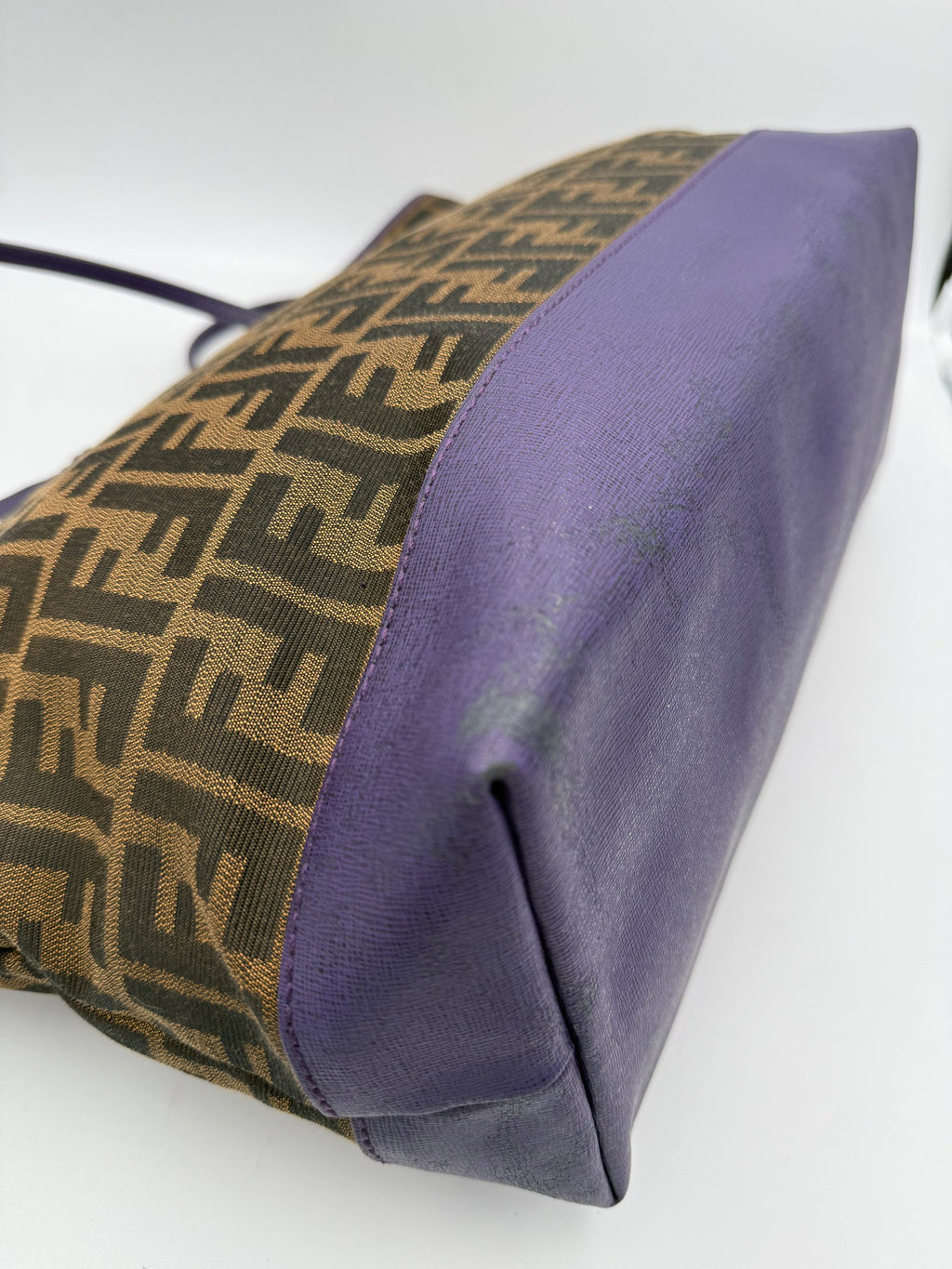 Fendi FENDI Roll FF Zucca and Purple Leather Bag