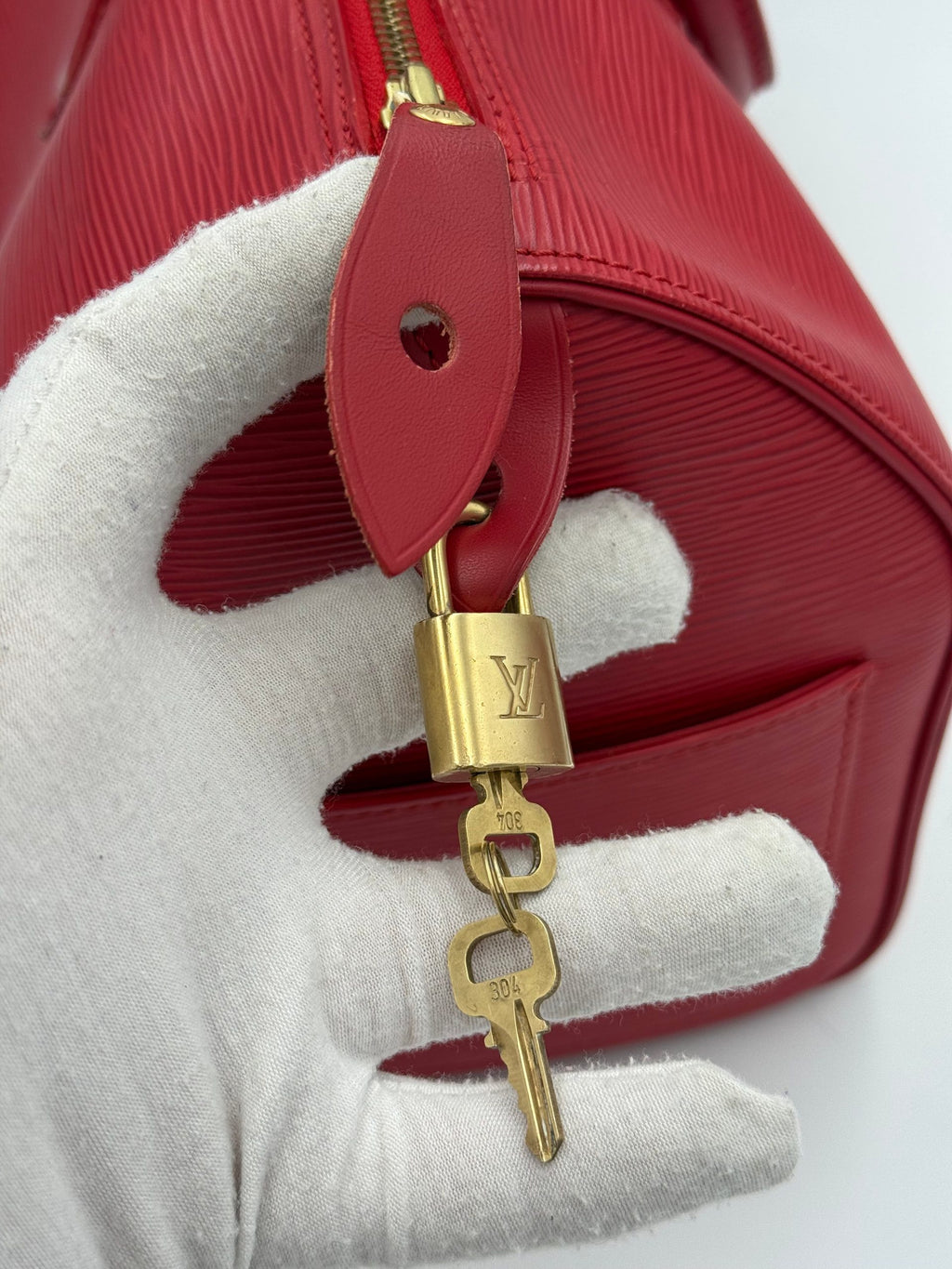 Louis Vuitton LOUIS VUITTON Speedy 35 EPI Red Handbag