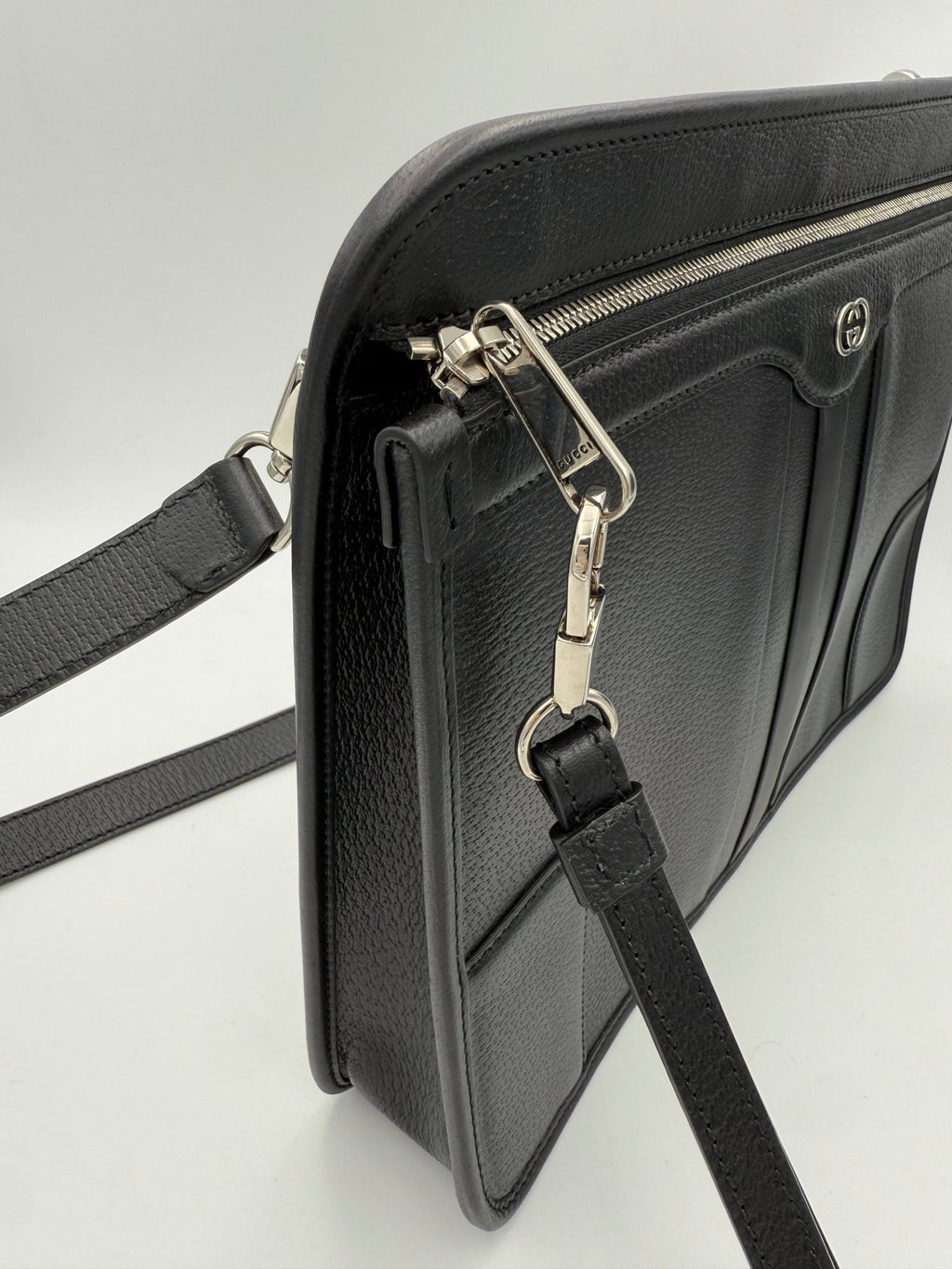 Gucci GUCCI GG Hammered Leather Shoulder Bag