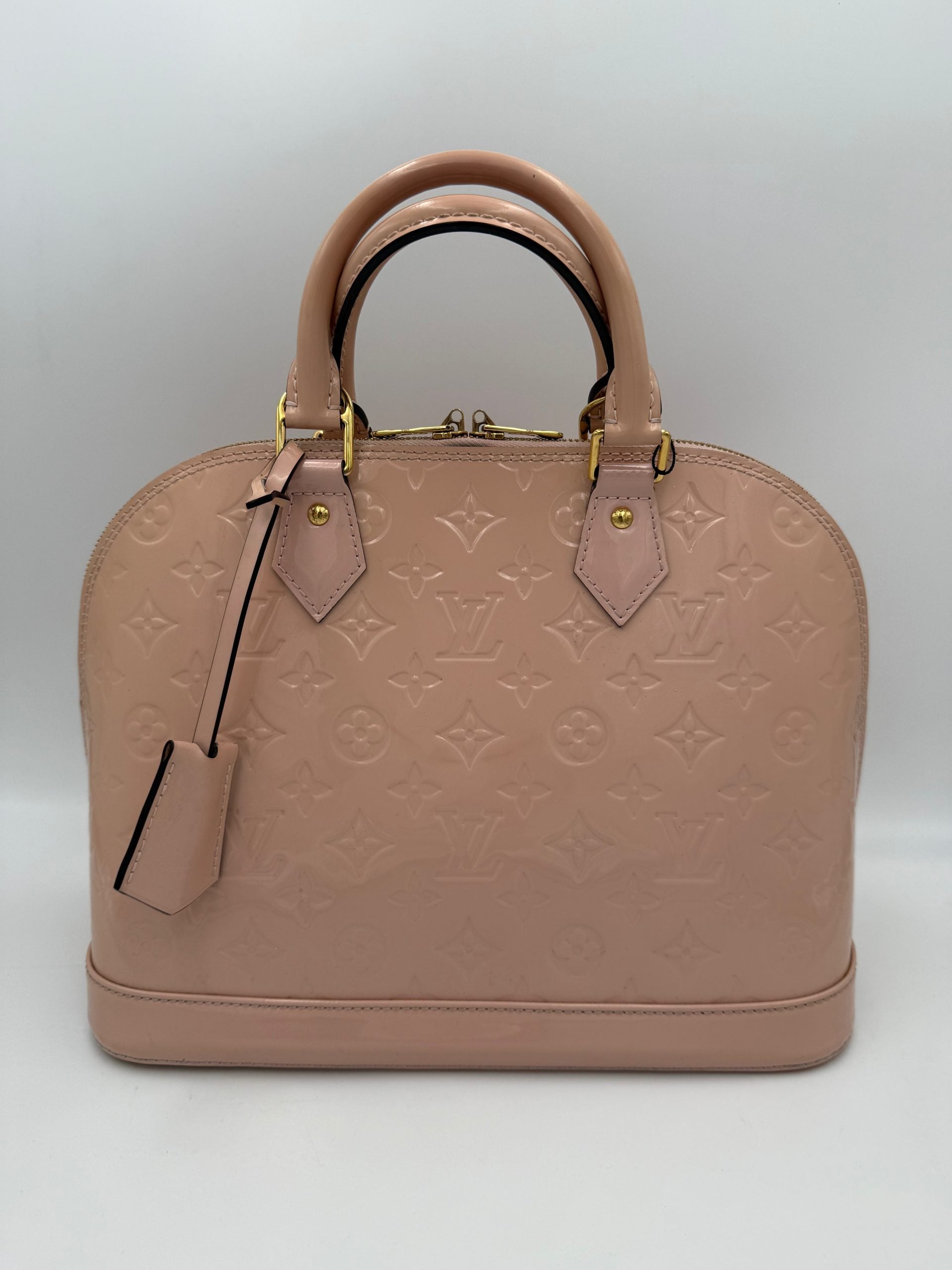 Louis Vuitton LOUIS VUITTON Alma MM Pink Patent Monogram Handbag