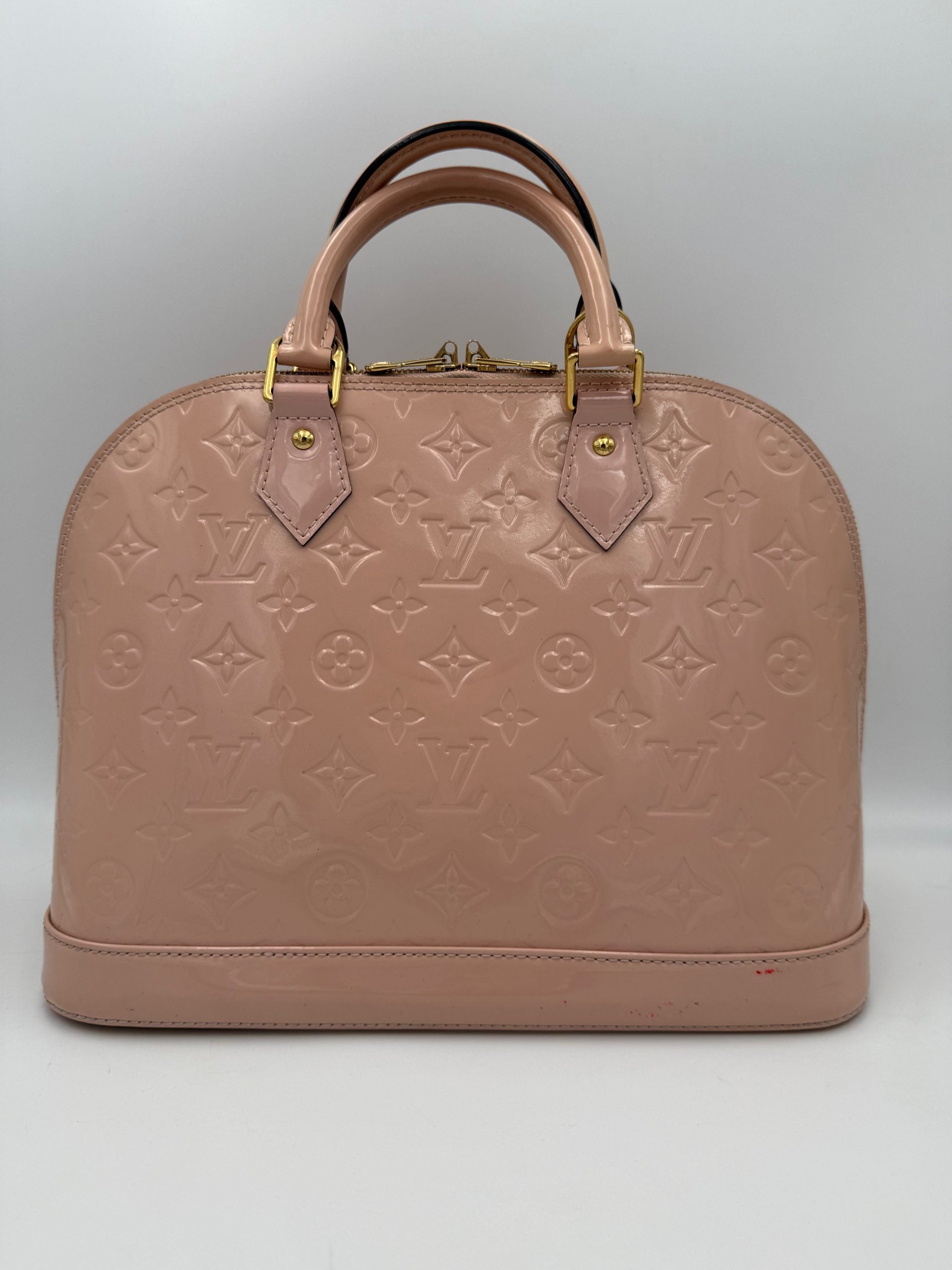 Louis Vuitton LOUIS VUITTON Alma MM Pink Patent Monogram Handbag