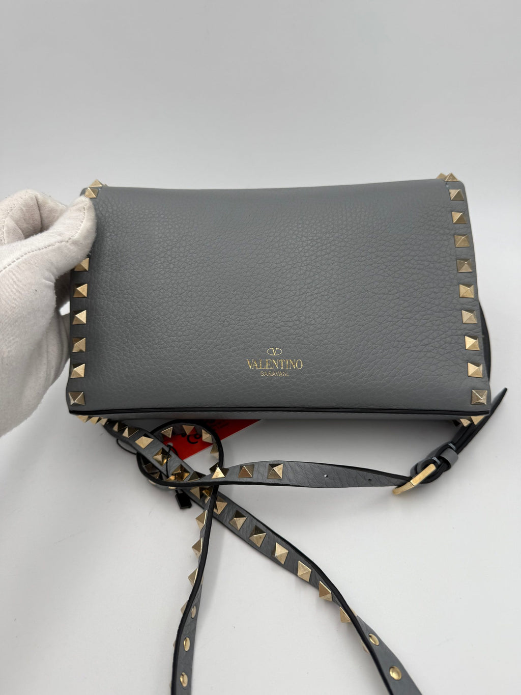 Valentino Garavani VALENTINO GARAVANI Rockstud Small Grey Handbag