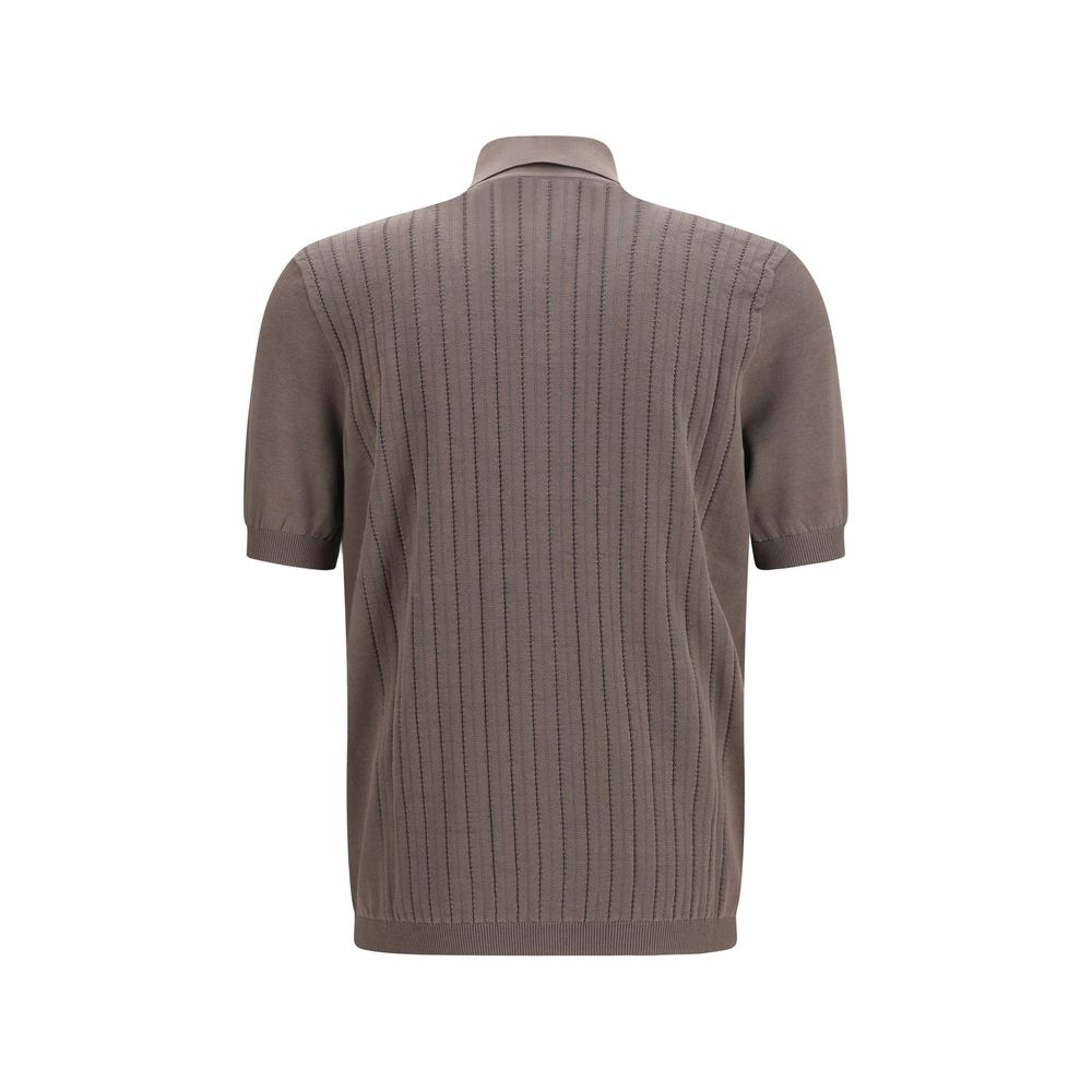 Brunello Cucinelli Brown Cotton Polo Shirt