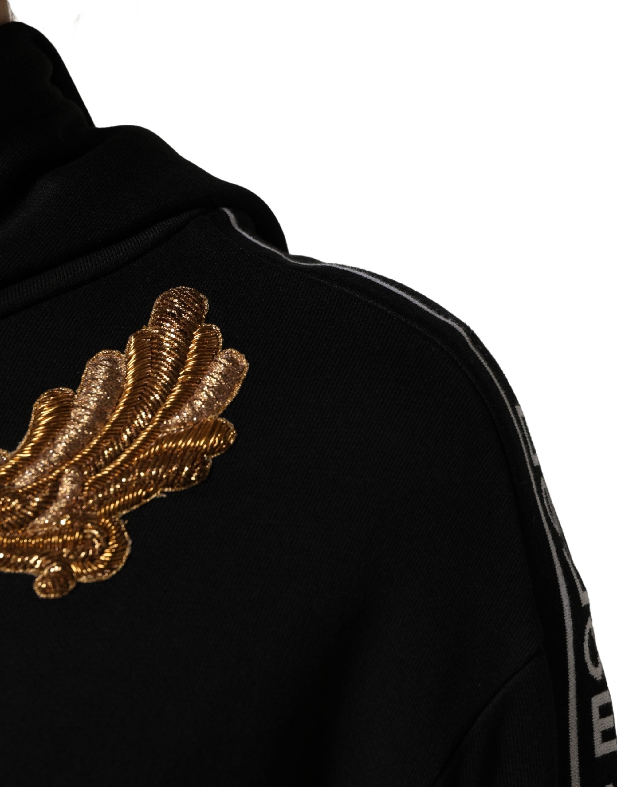 Dolce & Gabbana Black Embroidered Tassel Hooded Sweatshirt Sweater