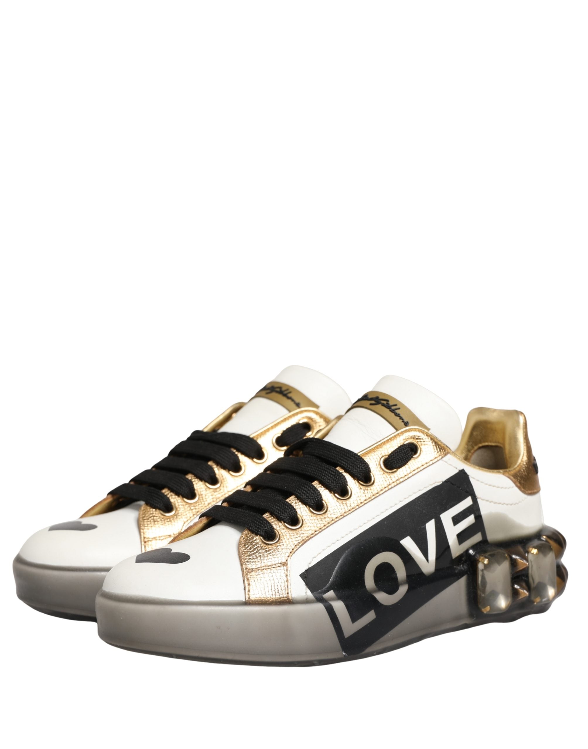 Dolce & Gabbana Multicolor Crystal StuddedLOVE Sneakers Shoes