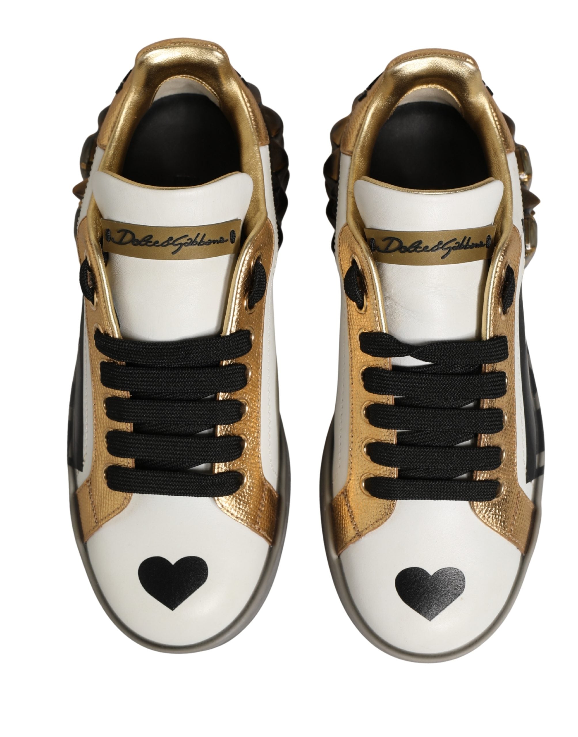 Dolce & Gabbana Multicolor Crystal StuddedLOVE Sneakers Shoes
