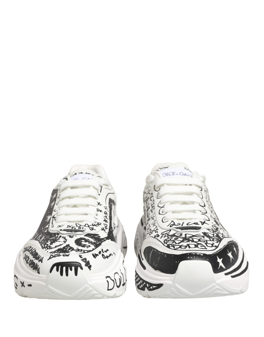 Dolce & Gabbana White Daymaster Graffiti Low Top Sneakers Shoes