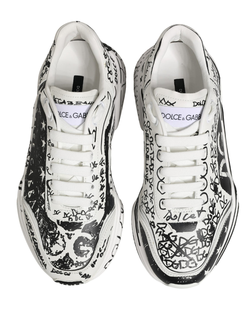 Dolce & Gabbana White Daymaster Graffiti Low Top Sneakers Shoes