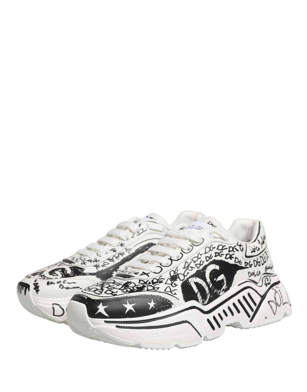 Dolce & Gabbana White Daymaster Graffiti Low Top Sneakers Shoes