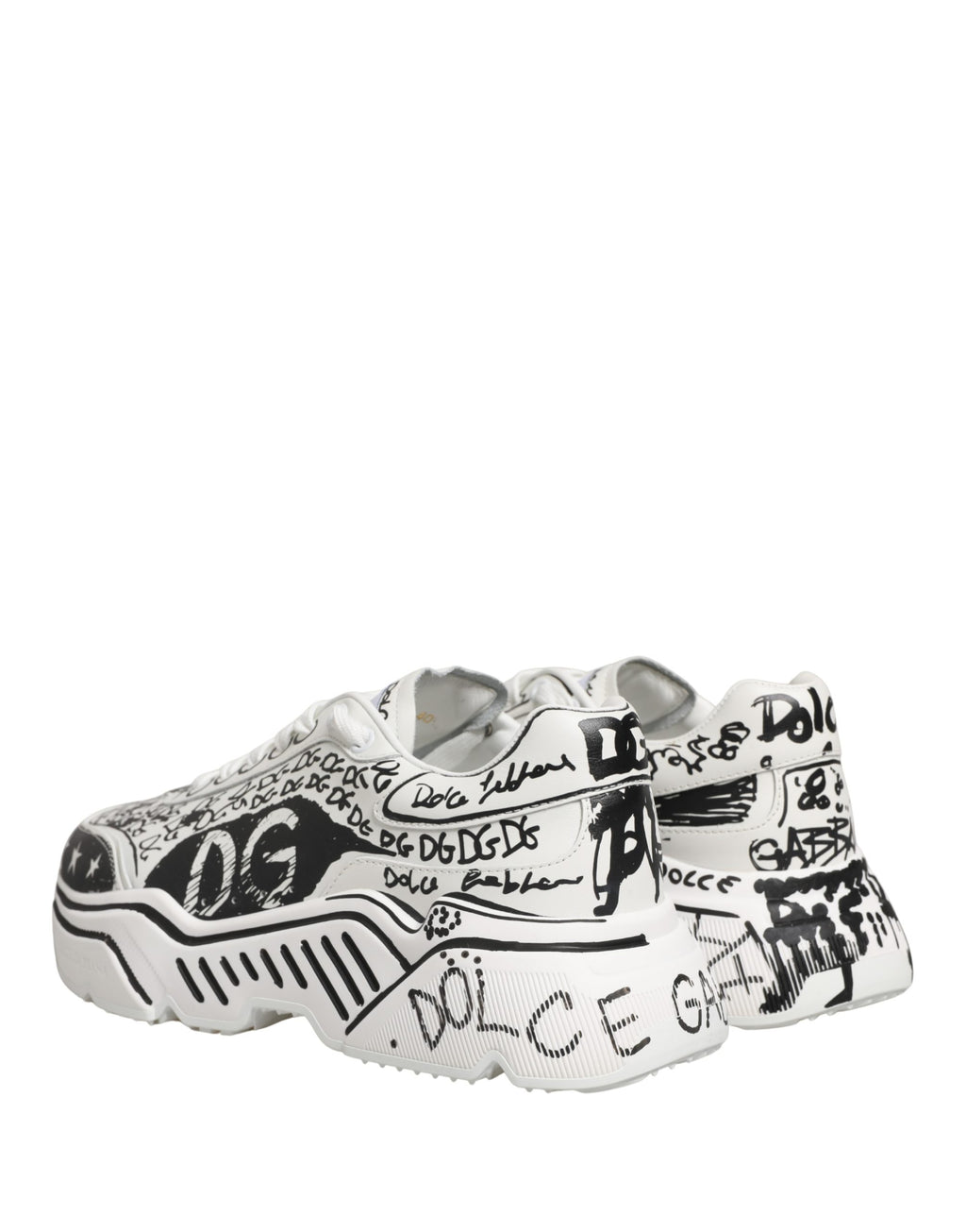 Dolce & Gabbana White Daymaster Graffiti Low Top Sneakers Shoes