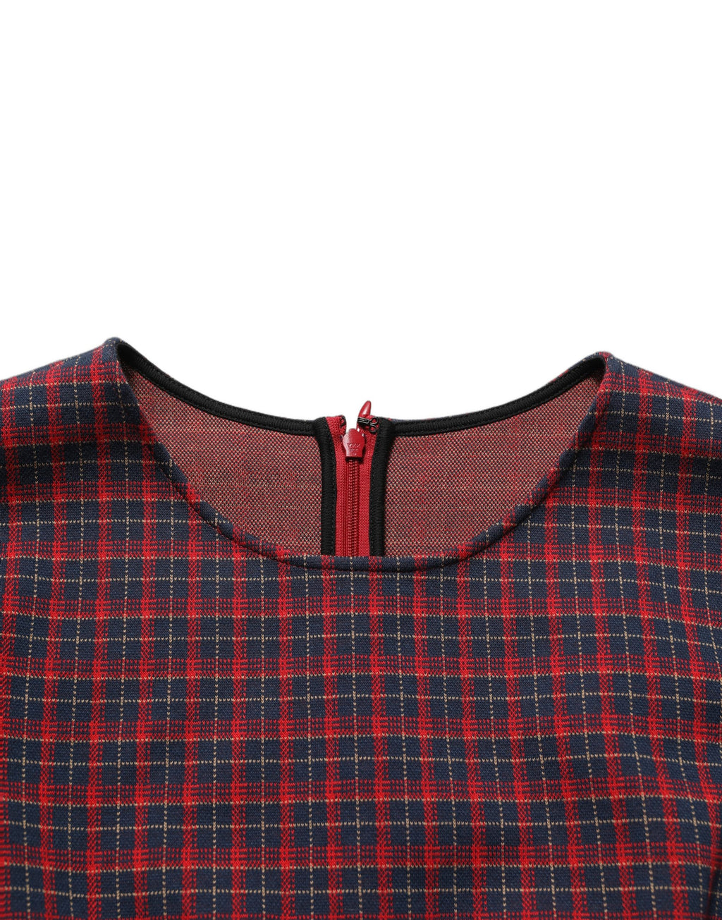 Dolce & Gabbana Red Black Checkered ShortSleeve Sheath Dress