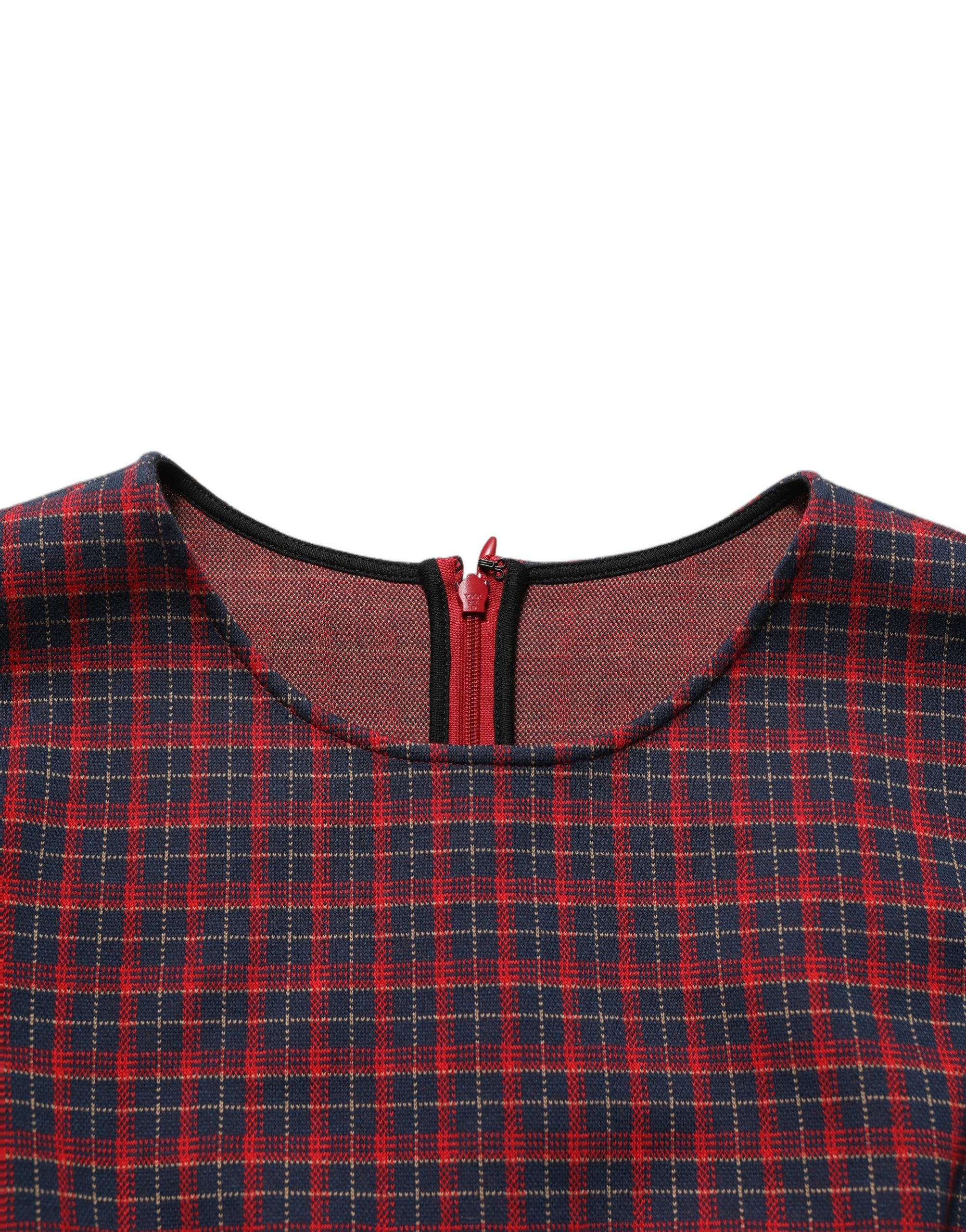 Dolce & Gabbana Red Black Checkered ShortSleeve Sheath Dress