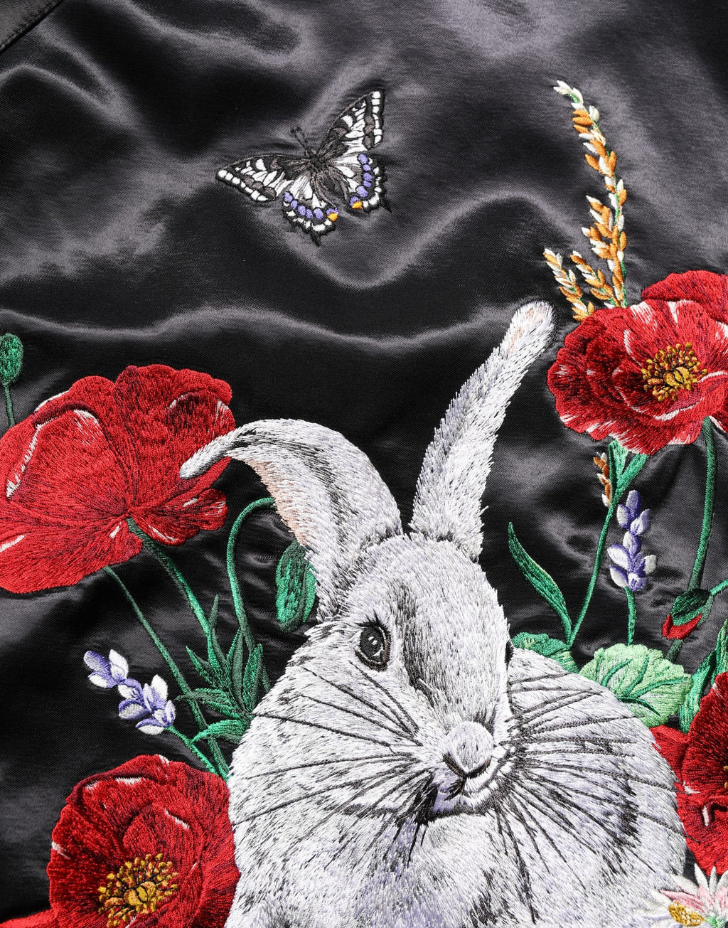 Dolce & Gabbana Black Satin Floral Embroidery Bomber Jacket
