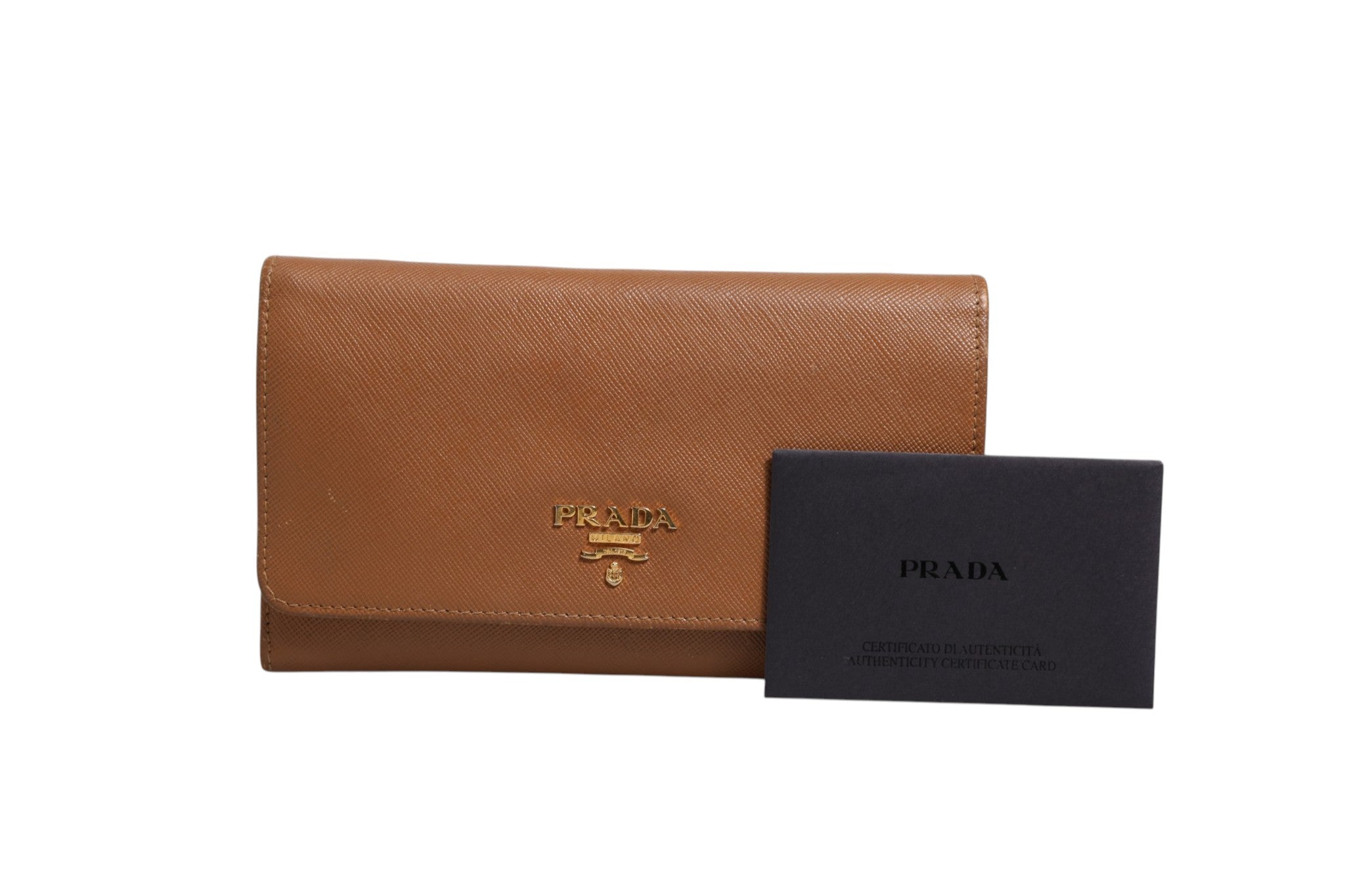 Prada Brown and Gold Wallet Strap