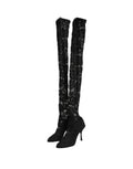 Dolce & Gabbana Black Taormina Lace Socks Boots Pumps Shoes