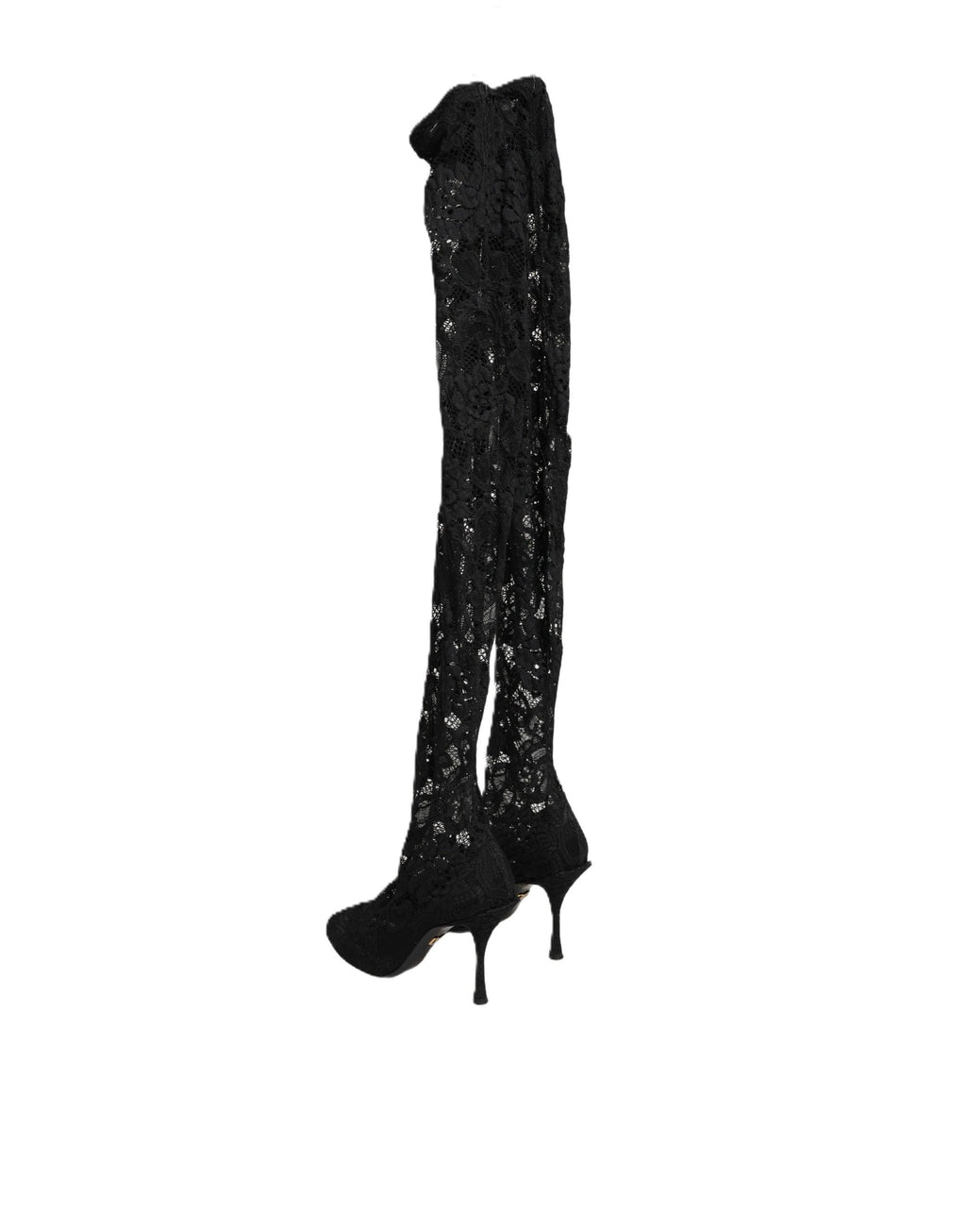 Dolce & Gabbana Black Taormina Lace Socks Boots Pumps Shoes