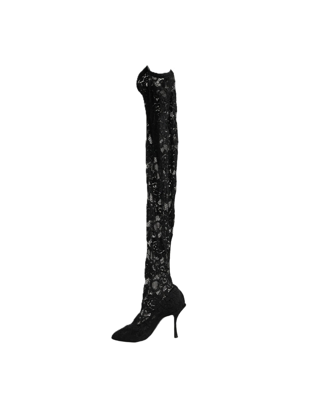 Dolce & Gabbana Black Taormina Lace Socks Boots Pumps Shoes