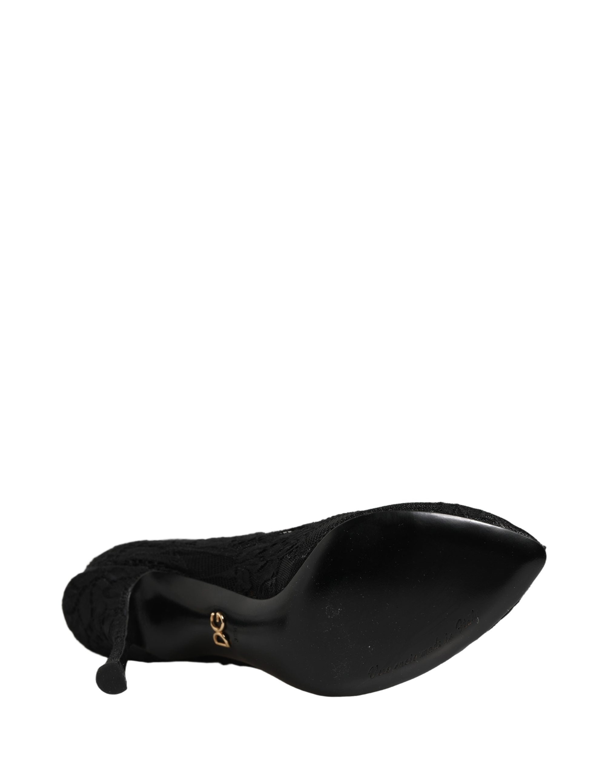 Dolce & Gabbana Black Taormina Lace Socks Boots Pumps Shoes