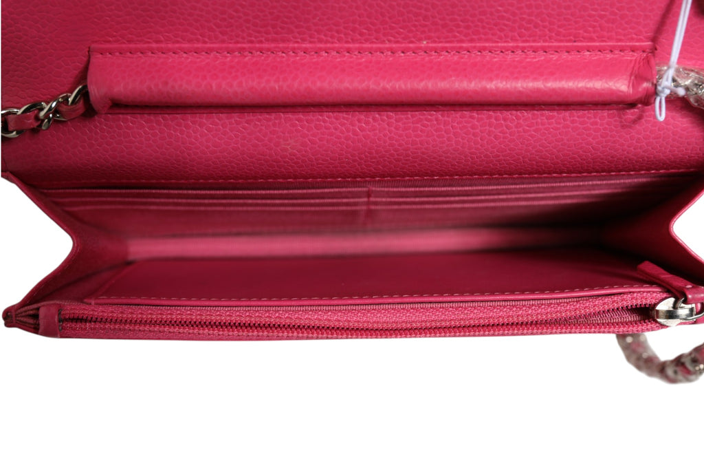 Chanel Pink Quilted Lambskin Wallet On Chain WOC Silver