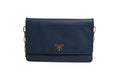 Prada Blue Saffiano Leather Wallet on Chain Clutch Bag