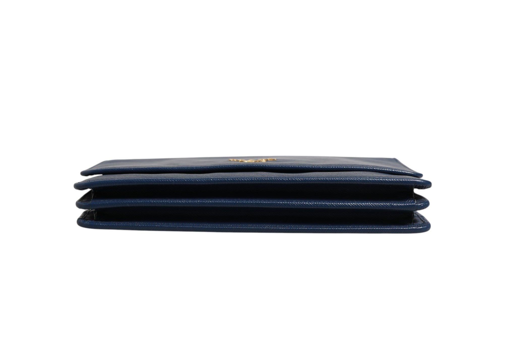 Prada Blue Saffiano Leather Wallet on Chain Clutch Bag