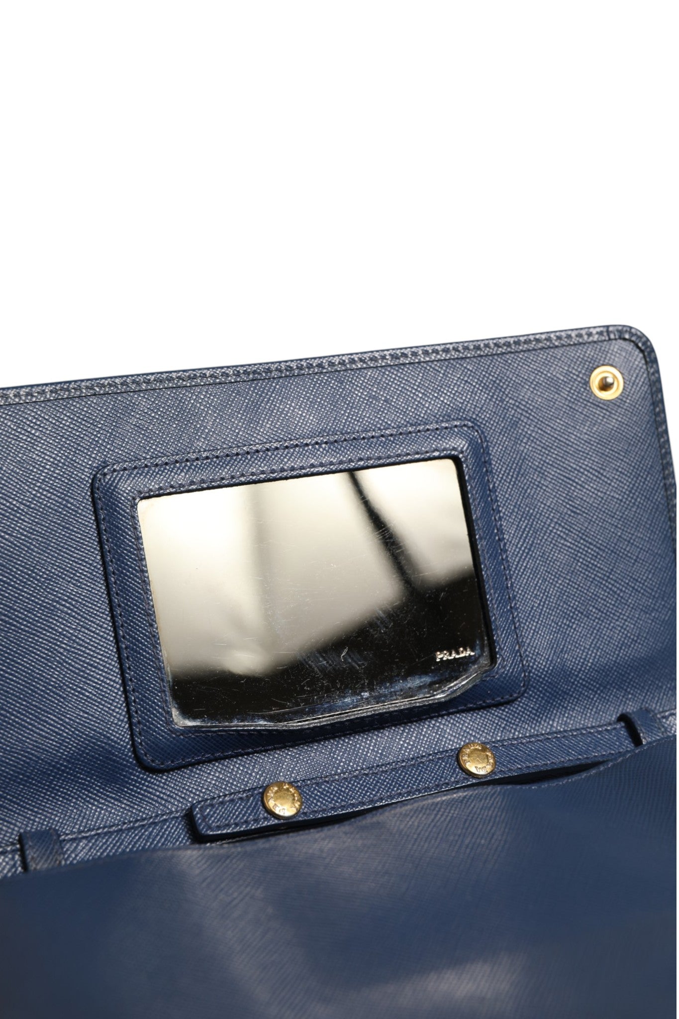Prada Blue Saffiano Leather Wallet on Chain Clutch Bag