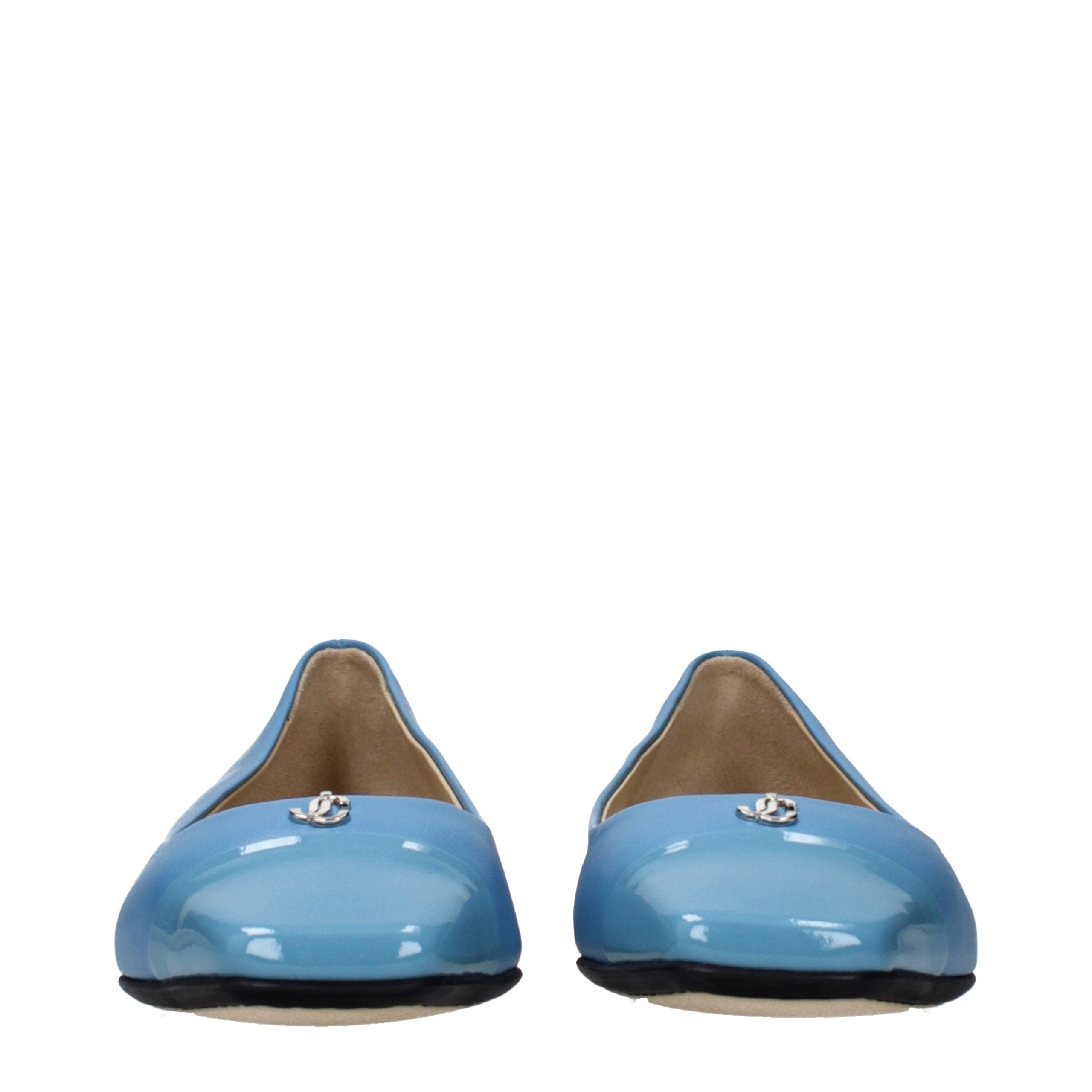 Jimmy Choo Light Blue Leather Ballet Flats