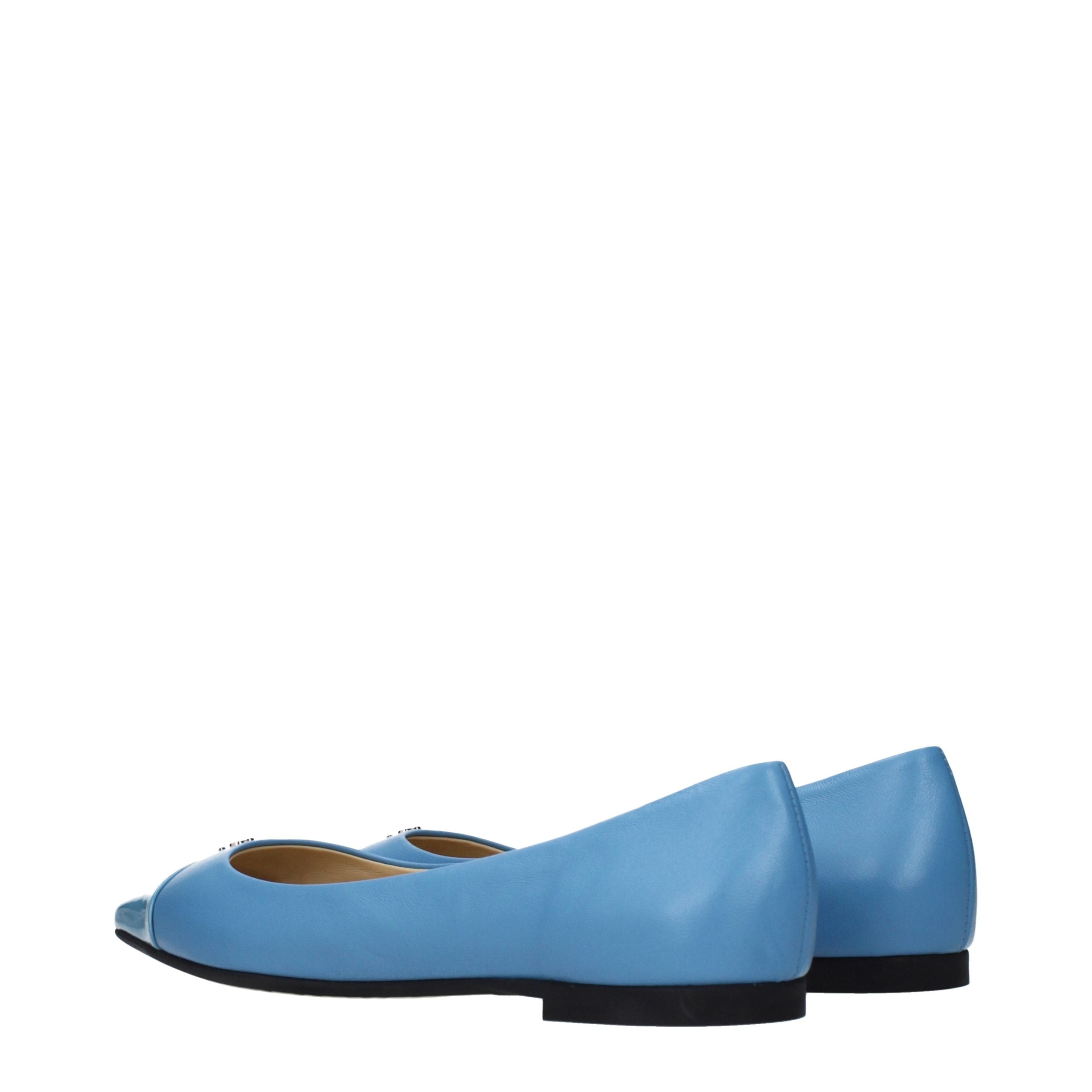 Jimmy Choo Light Blue Leather Ballet Flats