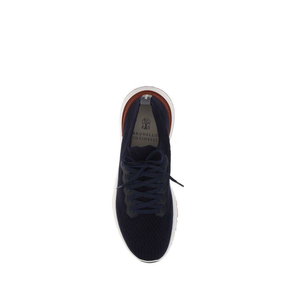 Brunello Cucinelli Blue Cotton Low Top Sneakers